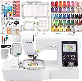 Brother SE700 Combo Embroidery & Sewing Machine with 3 Magnetic Embroidery Hoops, 40pc Embroidery Thread Set & Accessories