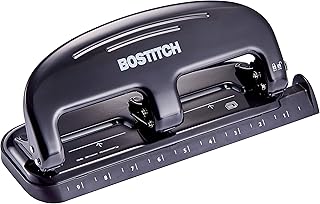 Bostitch Office EZ Squeeze 20 Sheet Standard 3 Hole Punch, Metal Construction, Silver/Black (HP20)