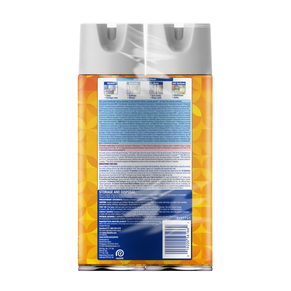 Disinfectant Spray by Lysol – 19 Fl Oz (Pack of 2), Orange, Pack of 2, Model 3283406