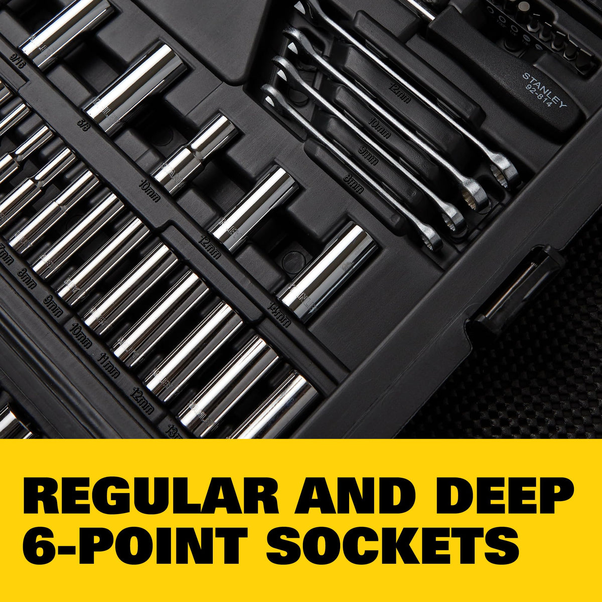 Mechanics Tool Set by STANLEY – One Size, Metal, Black, Yellow, Model STMT71654
