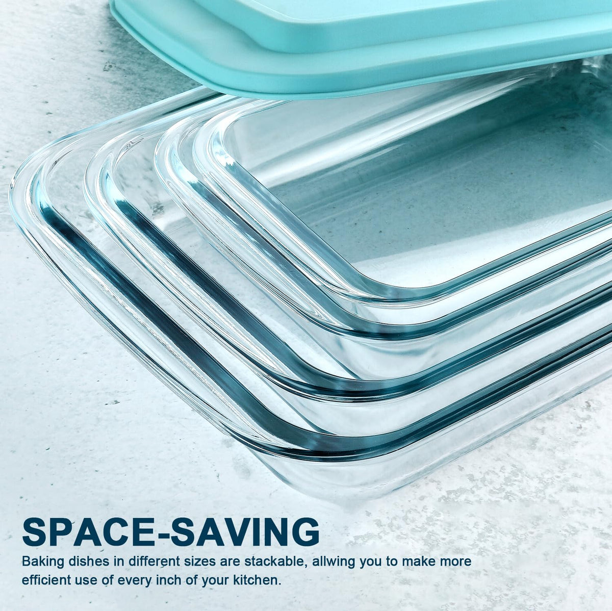 M MCIRCO Glass Bakeware Set with Lids, 8 Piece, Green