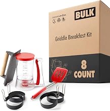 Modern Innovations Griddle Breakfast Kit Pancake Batter Dispenser Grill Press Egg Rings Spatula Compatible with Blackstone Griddles 8 Pack