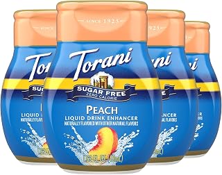 Torani Sugar Free Peach Liquid Drink Enhancer, Water Flavoring 4-Pack, 1.62 Oz Ea