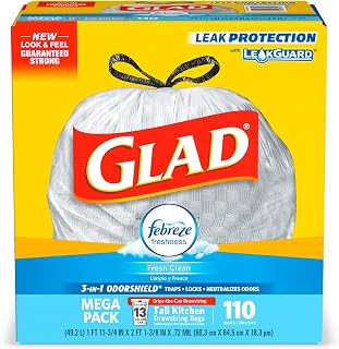 CLO78563 - Glad Glad Febreze Fresh Talll Kitchen Drawstring Bags
