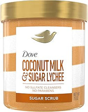 Dove Sugar Body Scrub Coconut & Lychee For Exfoliated & Hydrated skin 15 oz