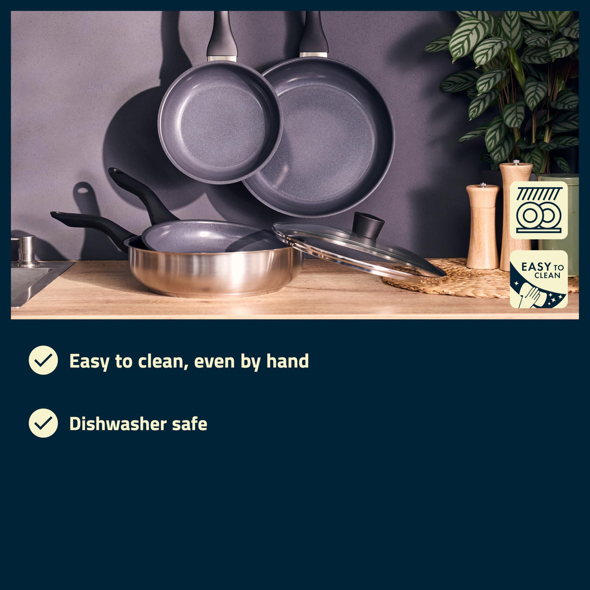 Stream 28 cm Non-Stick Ceramic Induction Frying Pan by HENCKELS – 28 cm, 2.37 liters, Ceramic Stainless Steel, Stainless Steel, Model 1033218