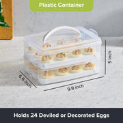 Snapware Deviled Egg Carrier, 2 Layer Holds 24 Eggs, Clear Plastic