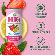 Energy Zero Sugar Strawberry Lemonade by V8 – Pack of 6 (8 Fl Oz), Model 200000029499