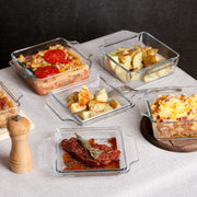 Nutriups Glass Casserole Dish Set, Tempered Glass, Square 6in x 6in