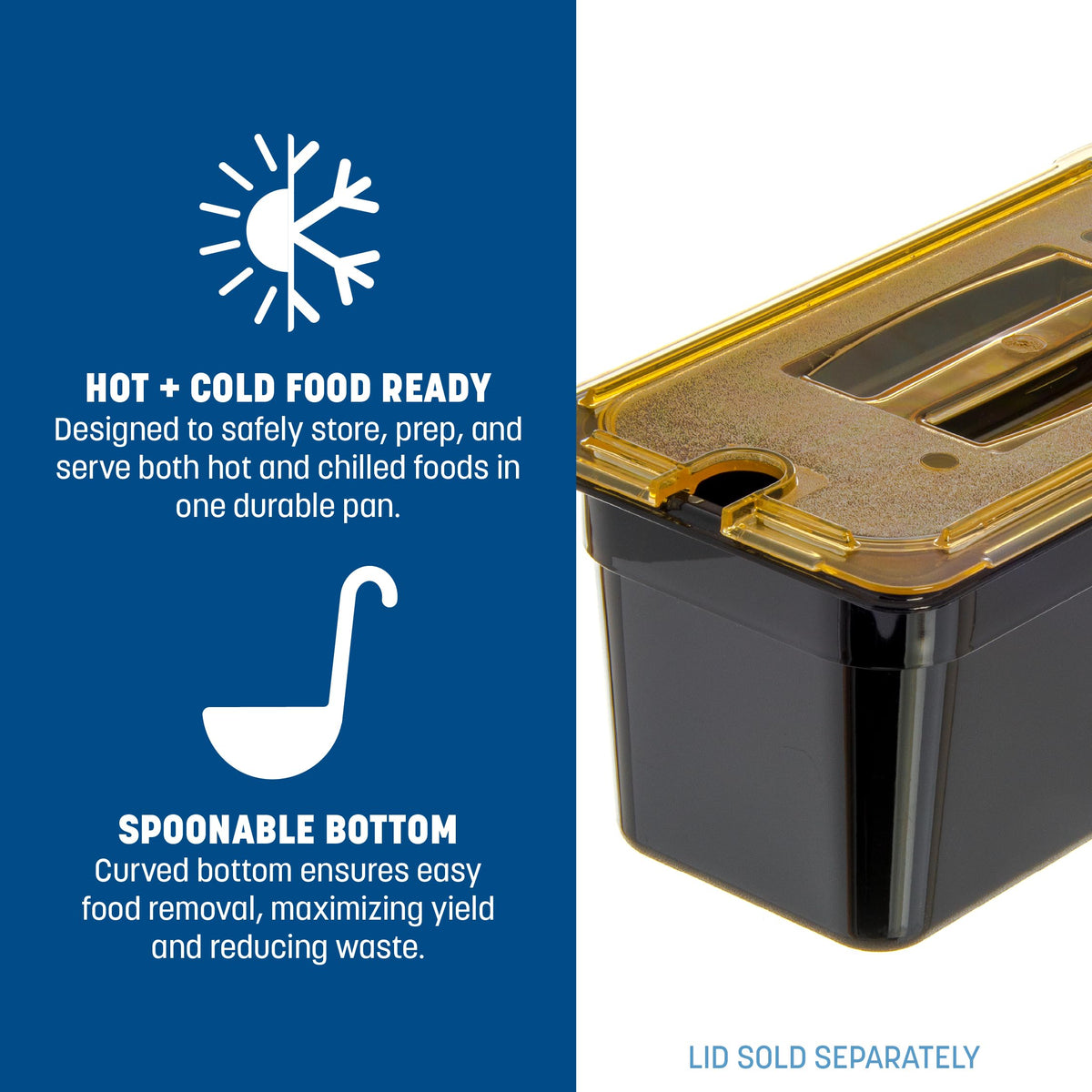 High Heat Food Pan by Carlisle FoodService Products – 1/3 size, 7.01949 ounces, Plastic, Black, Model 3086203