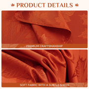 Softalker Jacquard Round Tablecloth, 70 Inch Diameter, Maple Burnt Orange