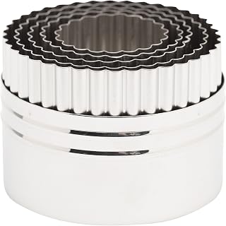 Ateco Double Sided Small Round Cutters in Graduated Sizes, Fluted & Plain Edges, Stainless Steel, 5 Pc Set