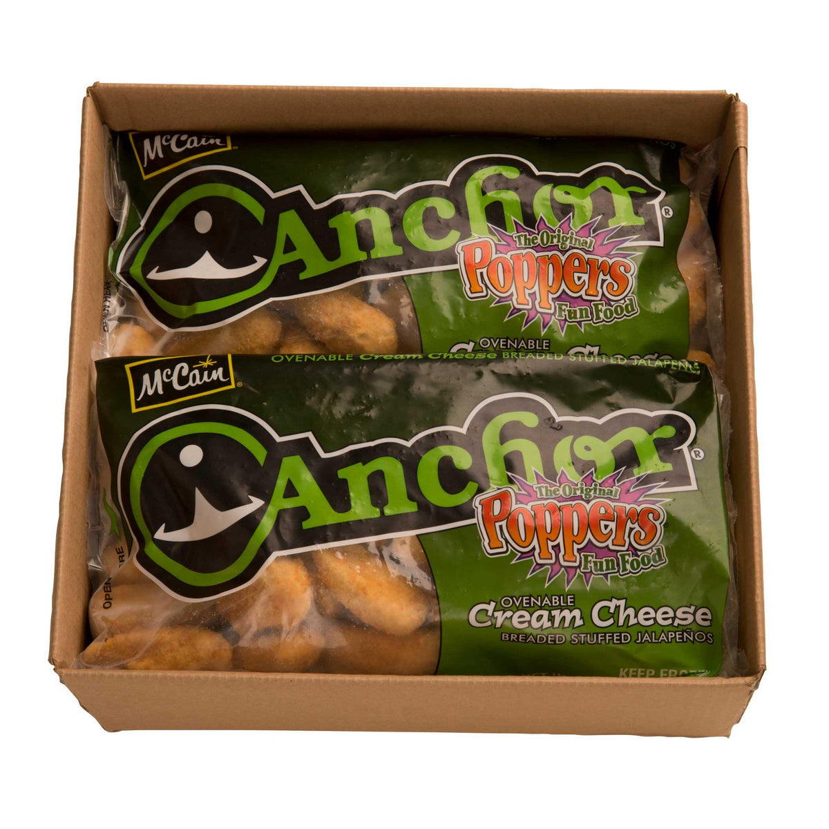 Poppers Breaded Ovenable Cream Cheese Stuffed Jalapeno - Appetizer by McCain – 2 Pounds, Pack of 6