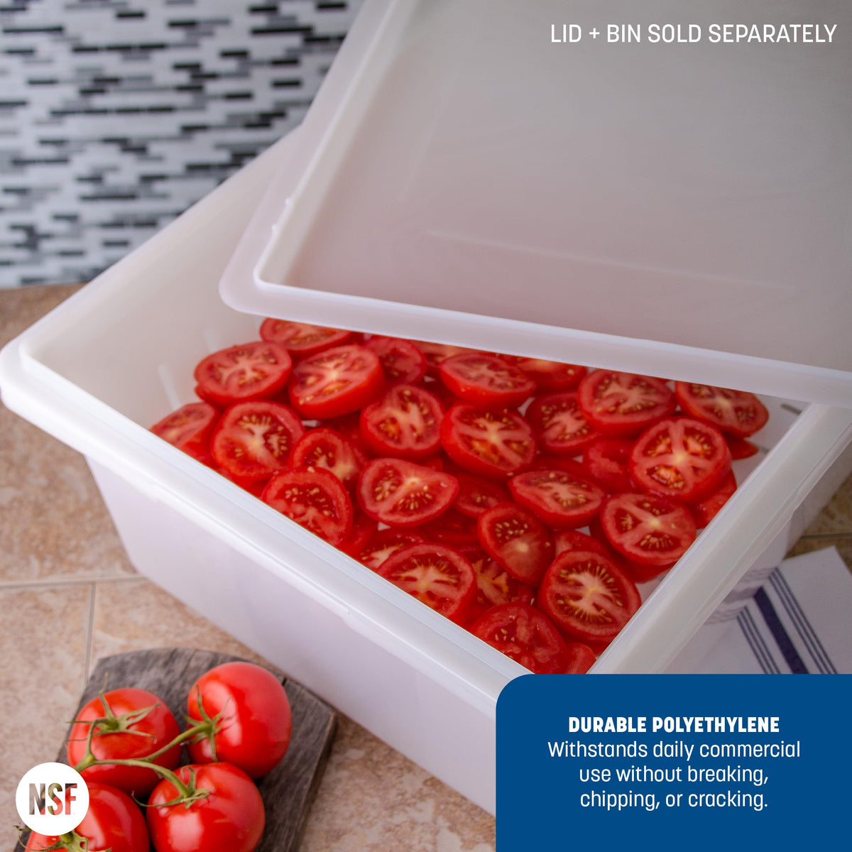 Storplus Food Storage Container Colander with Stackable Design for Catering by Carlisle FoodService Products – 26 x 18 Inches, 0.0 ounces, Plastic, White, Model 10648