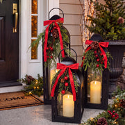 Glooglitter Christmas Lantern Set, 20 16 12 Inch, Black Green Red