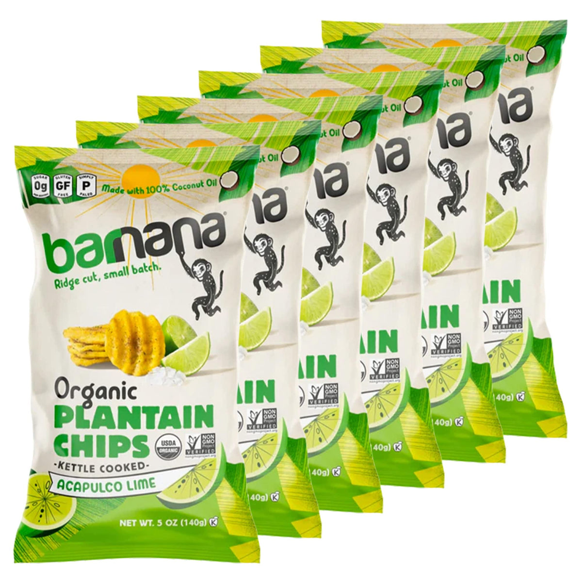 Barnana Acapulco Lime / 5 Ounce (Pack of 6) / Natural Dried Banana Chips