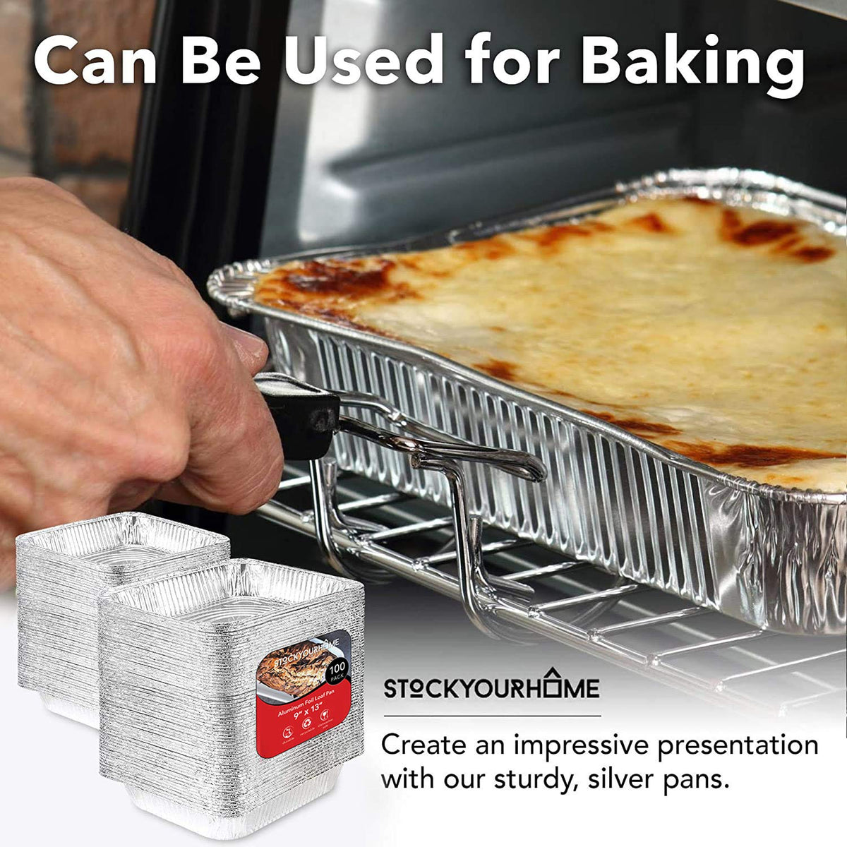 Stock Your Home 100 Pack / Silver / Without Lids Disposable Cookware