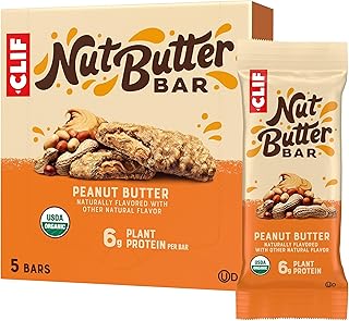 CLIF Bar CLIF Nut Butter Bar - Peanut Butter - Energy Snack Bars - Non-GMO - USDA Organic - Plant Based - Low Glycemic - 1.76 oz. (5 Pack)