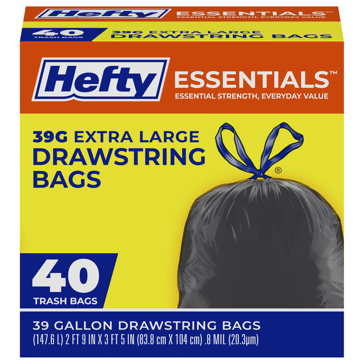 Hefty Extra Large (39 Gallon ) / 40 Count (Pack of 1) / Black Trash Bags