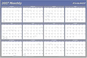 AT-A-GLANCE 2027 Erasable Calendar, Dry Erase Wall Planner, 36" x 24", Vertical-Horizontal, Reversible, Blue (A1102-27)