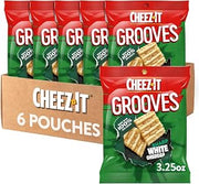 Cheez-It Grooves Crunchy Cheese Crackers, Snack Crackers, Lunch Snacks, Sharp White Cheddar (6 Pouches)