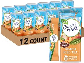 Crystal Light Drink Mix, 72 Pitcher Packets, for Flavorful Hydration and Shareable Refreshment, Artificially Flavored Peach Iced Tea, Made with Black Tea, 1.5 oz each