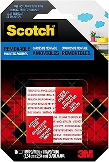 Scotch Removable Double-Sided Mounting Squares, 36 Pre-Cut Foam Squares, 0.45 in. x 0.45 in., Removes Easily Without Leaving Any Residue, Photo-Safe, Mess-Free Application (108AMS-SML-36)