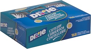 Georgia-Pacific Dixie Heavy-Weight Polypropylene Plastic Cutlery Combo Box by GP PRO White, CM168, 168 Count (56 Forks, 56 Knives, 56 Teaspoons Per Pack, 6 Packs Per Case)