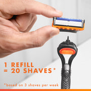 Gillette 1 Count (Pack of 1) / 1 Razor + 5 Refills / Black Cartridge Razors
