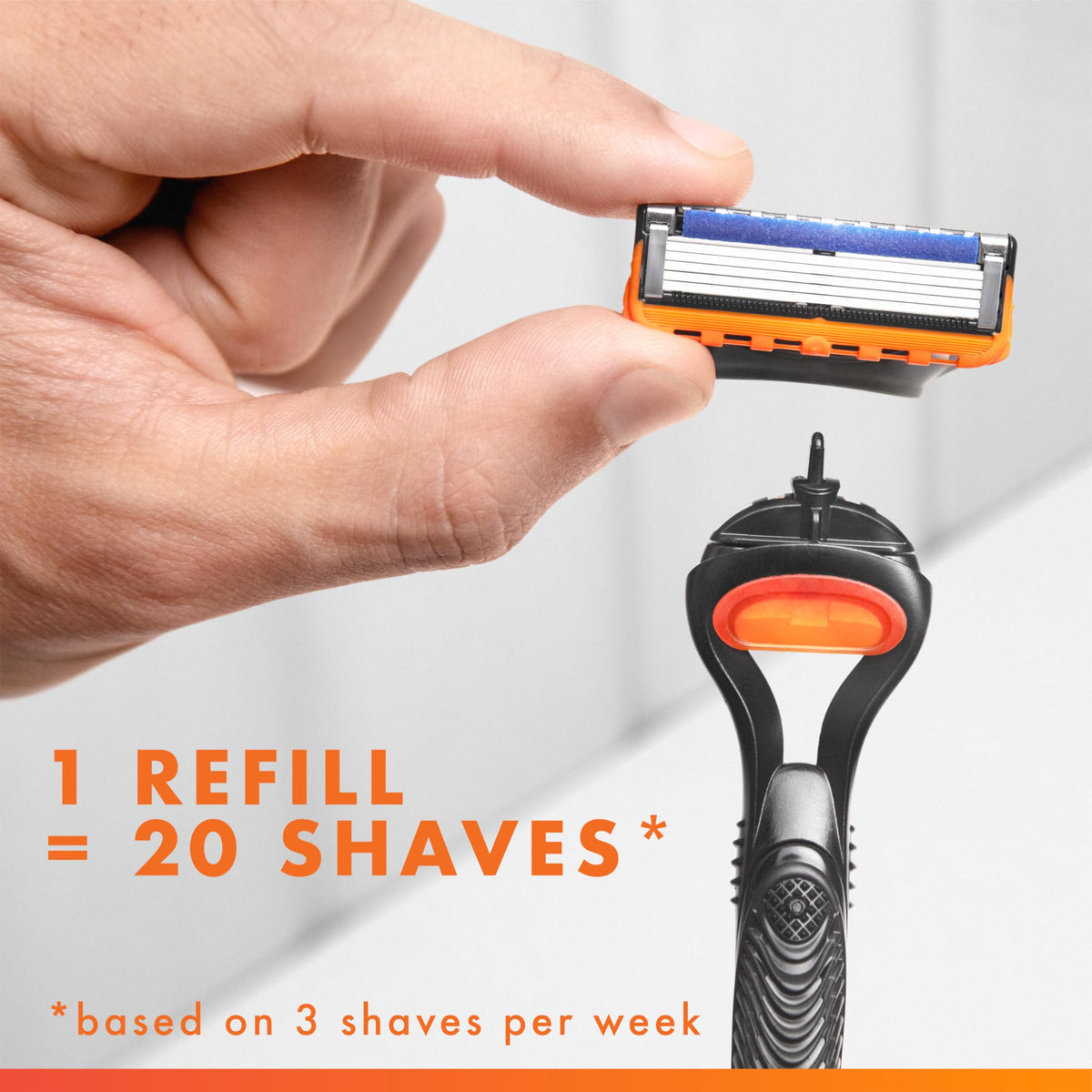 Gillette 1 Count (Pack of 1) / 1 Razor + 5 Refills / Black Cartridge Razors