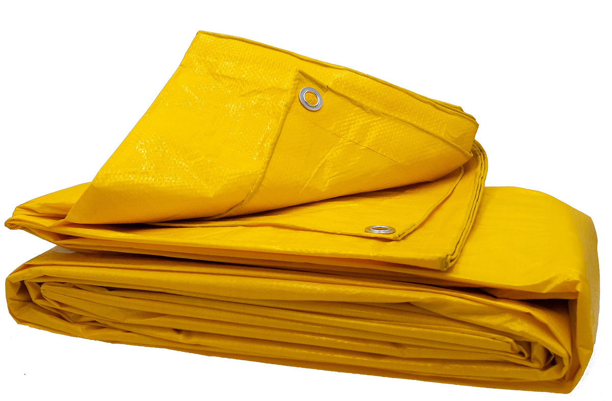 High Visibility Yellow Tarp 3.3 OZ. by HARPSTER TARPS – 10' x 12', High Density Polyethylene, Yellow, Model Y10x12