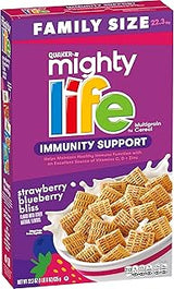 Quaker Mighty Life Multigrain Cereal, Strawberry Blueberry Bliss, Immunity Support, 22.3 Oz Family Size
