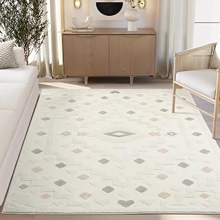 Abani Cozy 2' x 3' Cream Rug – Geometric Diamond Pattern, Small Soft Accent Rug for Entryway & Bedroom, Durable & Easy to Clean