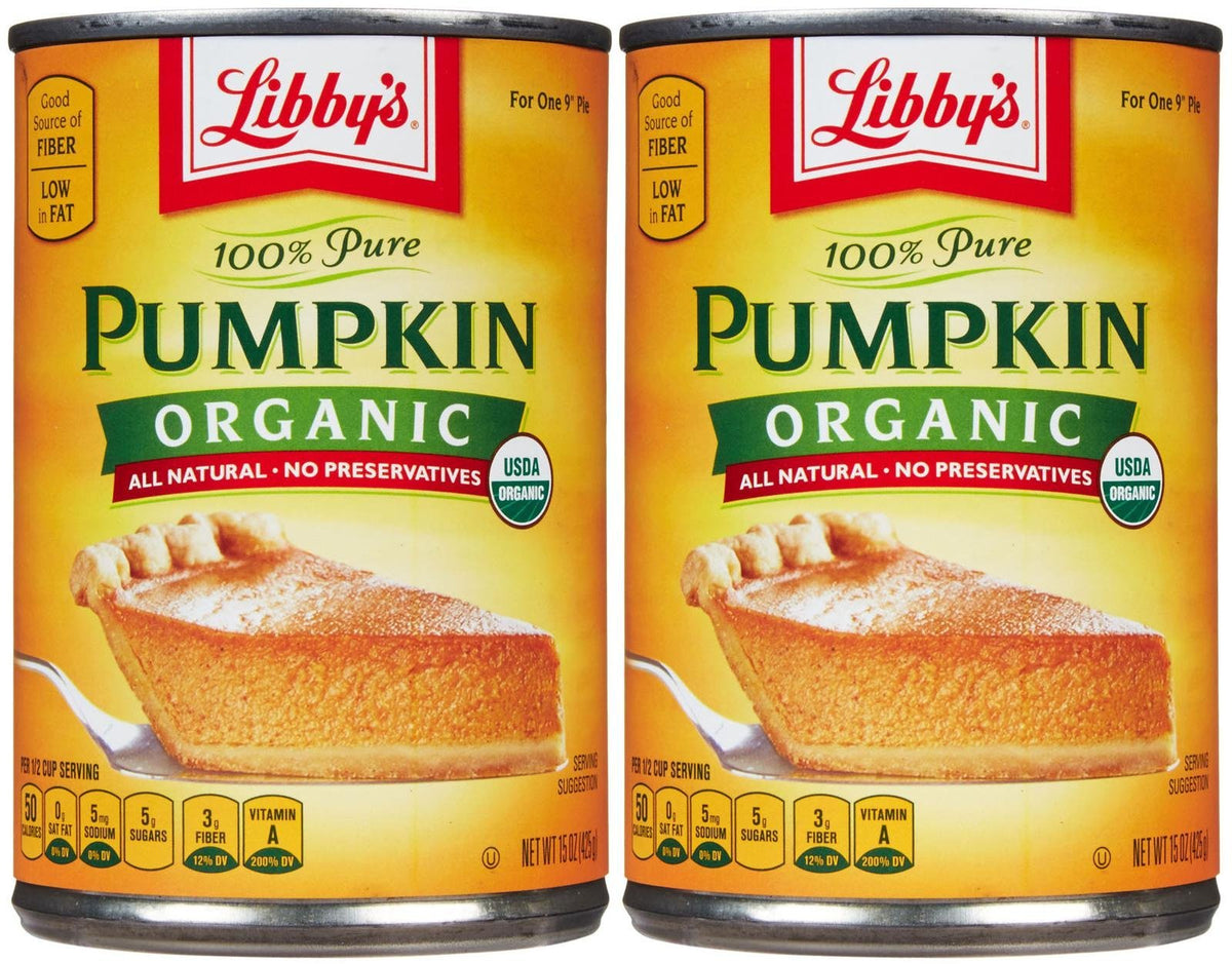 Canned Organic Pumpkin-15 Oz-2 Pack by Libby's – 15.0 Ounce (Pack of 2), Pack of 2, Model 039000604840B