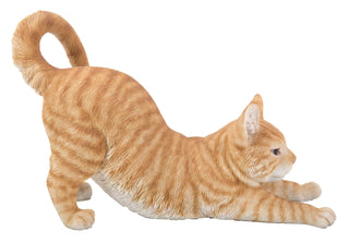 Orange Tabby Cat Stretching by HI-LINE – Resin, Orange & Cream, Model 87757-O