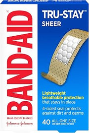 Band-Aid Brand Tru-Stay Sheer Strips Adhesive Bandages for First Aid and Wound Care, All One Size, 40 ct