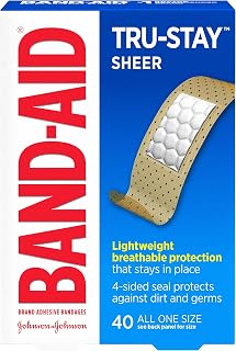 Band-Aid Brand Tru-Stay Sheer Strips Adhesive Bandages for First Aid and Wound Care, All One Size, 40 ct