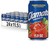 Clamato Original Tomato Cocktail, 11.5 fl oz can (Pack of 24), Flavored With Tomato Juice & Spices, Perfect Mixer for the Authentic Michelada, Bloody Mary Drinks, and Seafood Cocktail