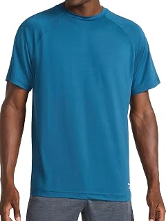 Reebok Men's Reflective Small Logo Crewneck T-Shirt, Standard Fit, Lightweight Cool Touch Jersey Fabric