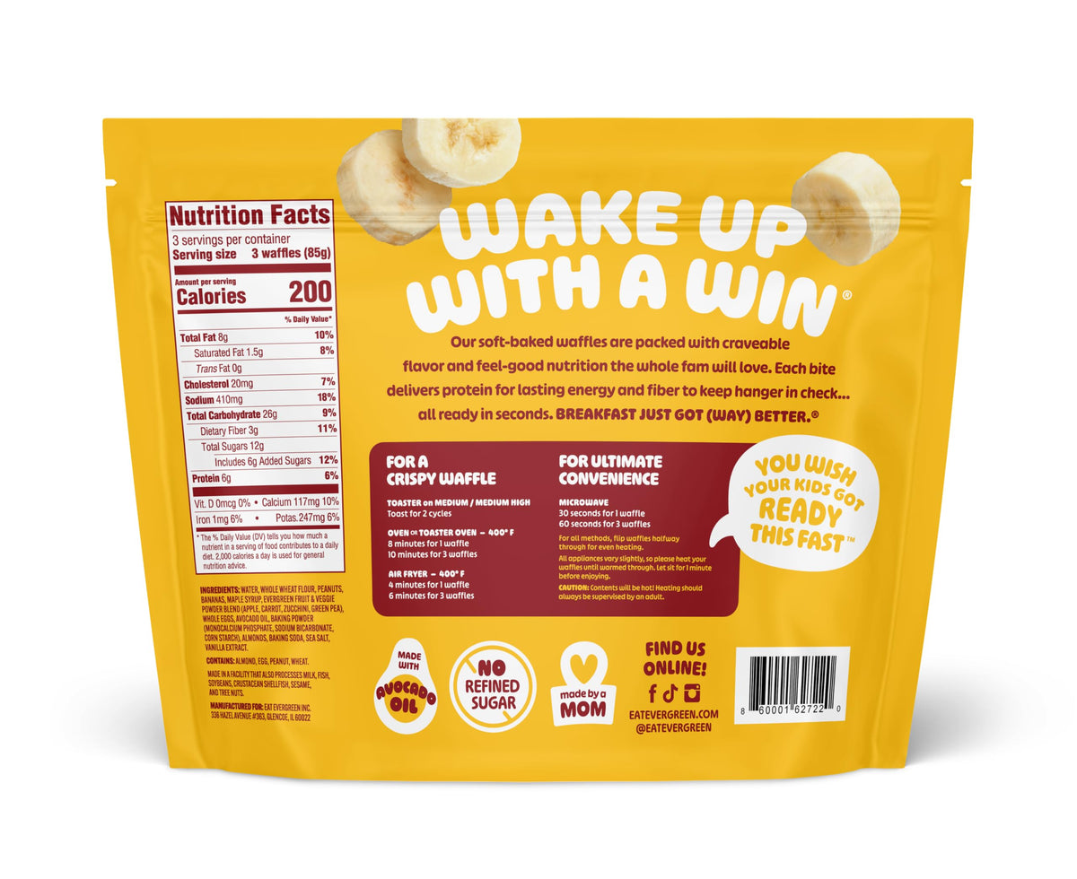 Peanut Butter Banana Bread Waffles by Evergreen – 9 Ounce (Pack of 1), Model 0860001627220