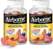 Airborne 750mg Vitamin C Gummies for Adults, Immune Support Supplement with Powerful Antioxidants Vitamins A C & E - 2x63ct Bottles (126 Gummies), Assorted Fruit Flavor
