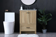 Mango Wood Bathroom Vanity: Single Soma Collection by by Elegant Lighting – Engineered Wood, Mango Wood, Model VF2824MW