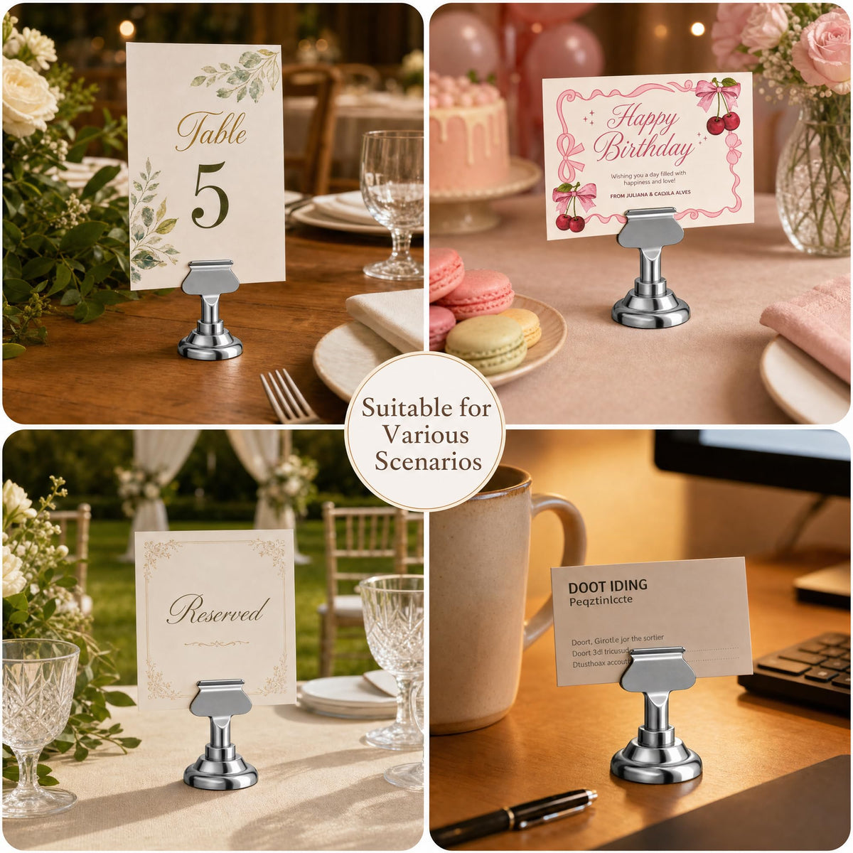 Erytllly Place Card Holders, Stainless Steel 1.7 Inch, Silver 16 Pack