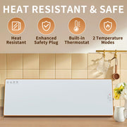 Wanish Electric Warming Tray, Extra Long 40x12 Inch, Tempered Glass with Rose Gold Edges