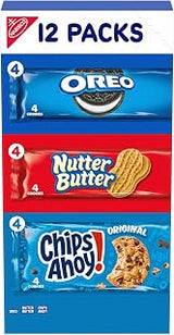 NABISCO Cookie Variety Pack, OREO, Nutter Butter, Chips Ahoy!, 12 Snack Packs (4 Cookies Per Pack)
