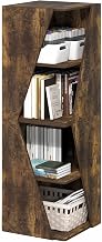 Furinno ECON Book Shelf, Stackable 2-in-1 Bookshelf, 4-Tier Corner Bookcase with Display Shelf, 16.1" x 16.1" x 49.1", for Living Room, Bedroom, Home Office, Amber Pine