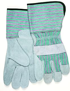 MCR Safety 1231XL Split Leather Palm Gloves, X-Large, White, Gray, 1-Pair