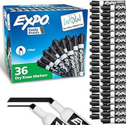 EXPO Dry Erase Markers, Low Odor Ink, Black, Chisel Tip, 36 Count - Easily Erases, Ideal for Classroom, Home, Office, Back to School, Teacher Supplies