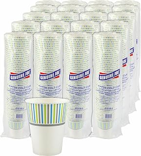Genuine Joe Paper Cup, 12oz, For Cold Beverages, Stripes, 50/Pack, 20 Count