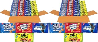 Oreo Mini Cookies,CHIPS AHOY! Mini Cookies,SOUR PATCH KIDS Candy & Nutter Butter Bites & Candy Variety Pack,32 Snack Packs,(Pack of 2)